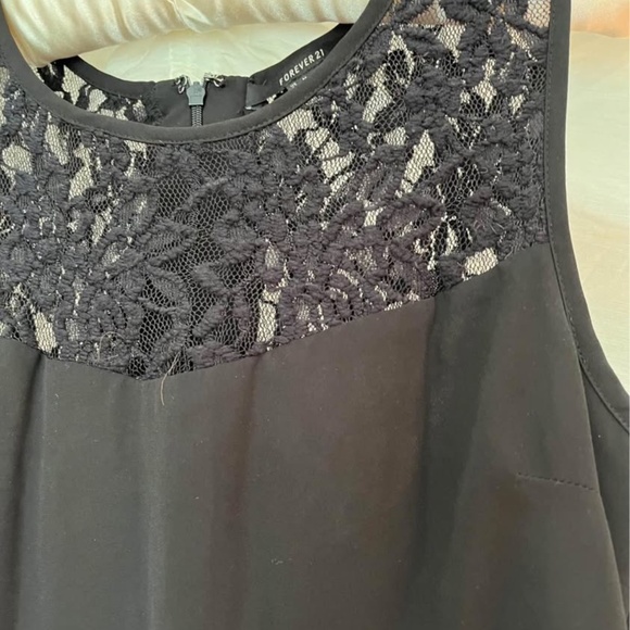 Black lace Fit And Flare Dress With Lace Midriff Cutouts, Size Medium - Picture 4 of 7